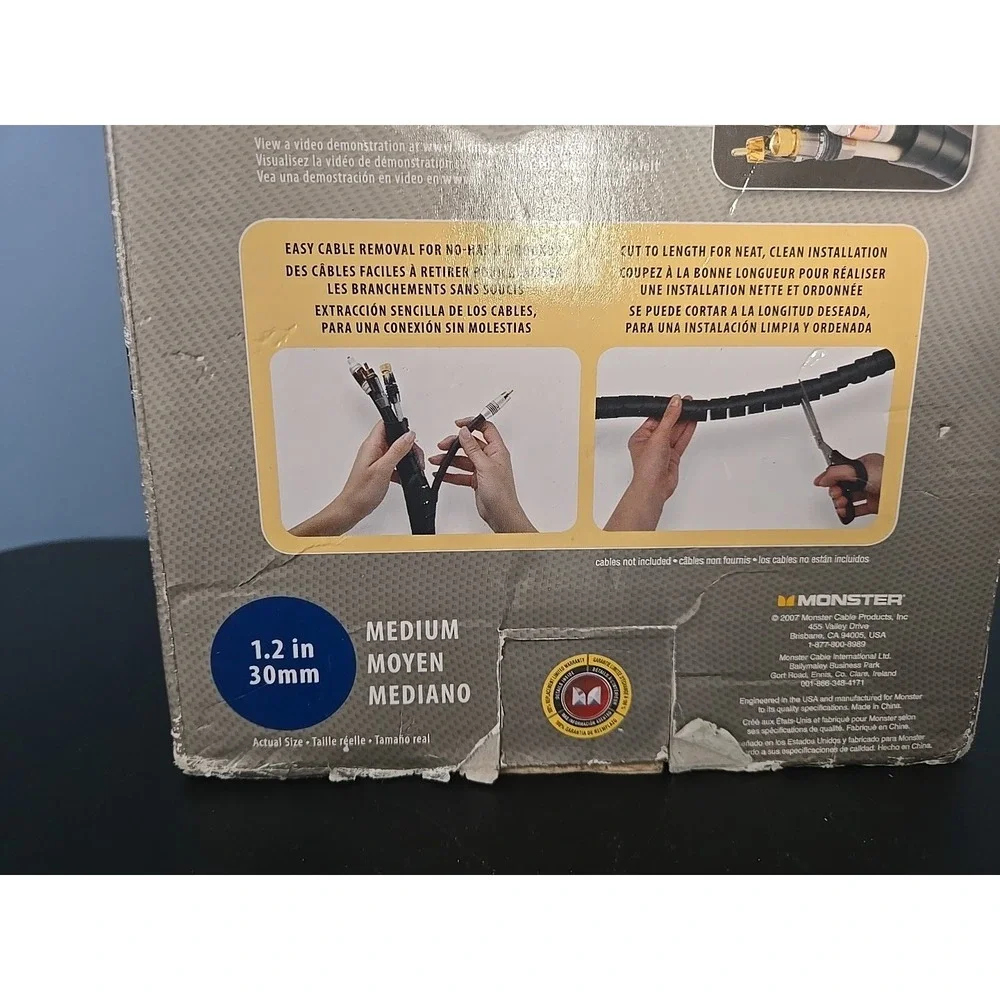 NEW‎ Monster Cable 129703-00 8-Ft Cable-it CIT MBK-8 Black Cable Management Kit